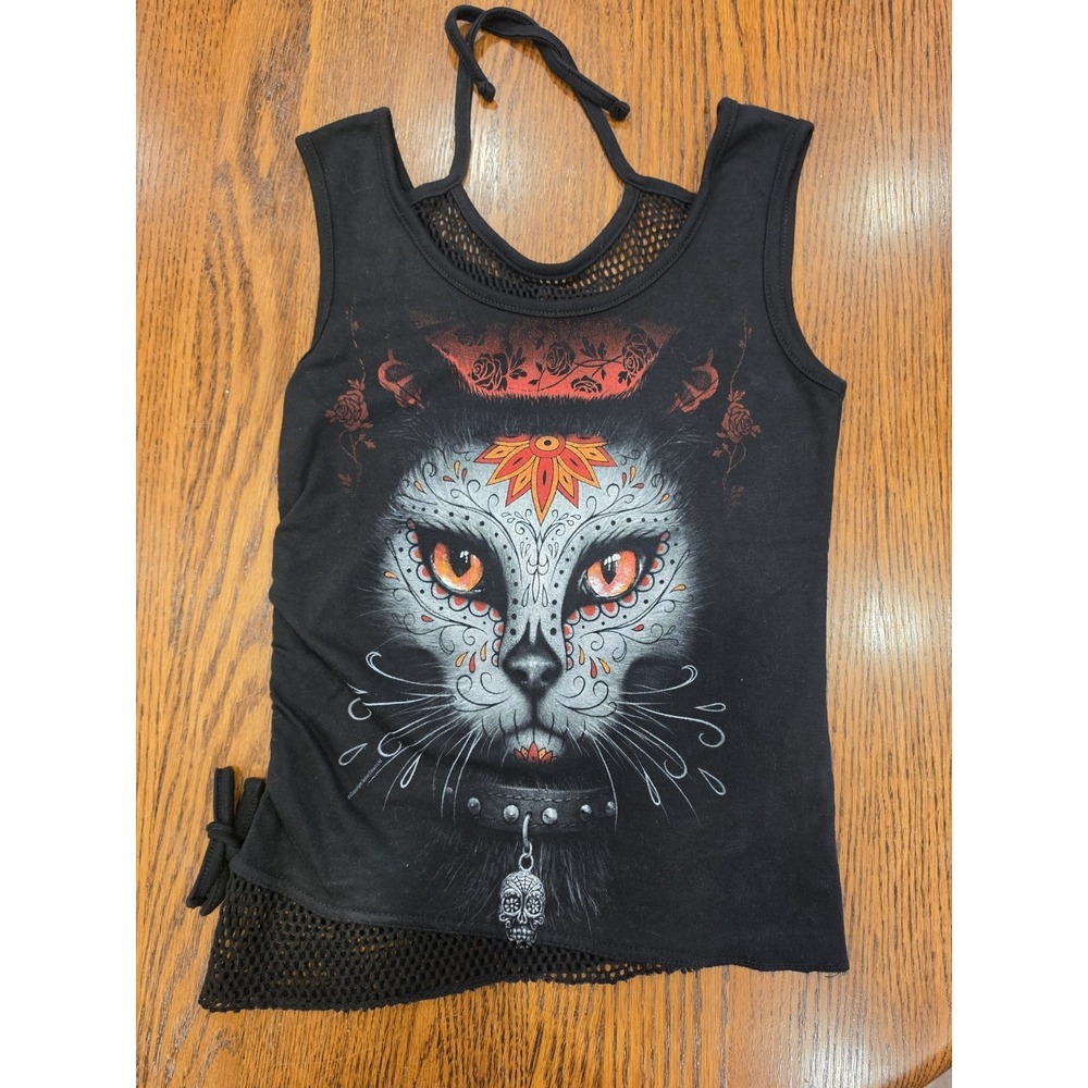 Spiral Direct Catrina Halter Tank SM Black Alt Emo Sugar Skull Goth Spooky